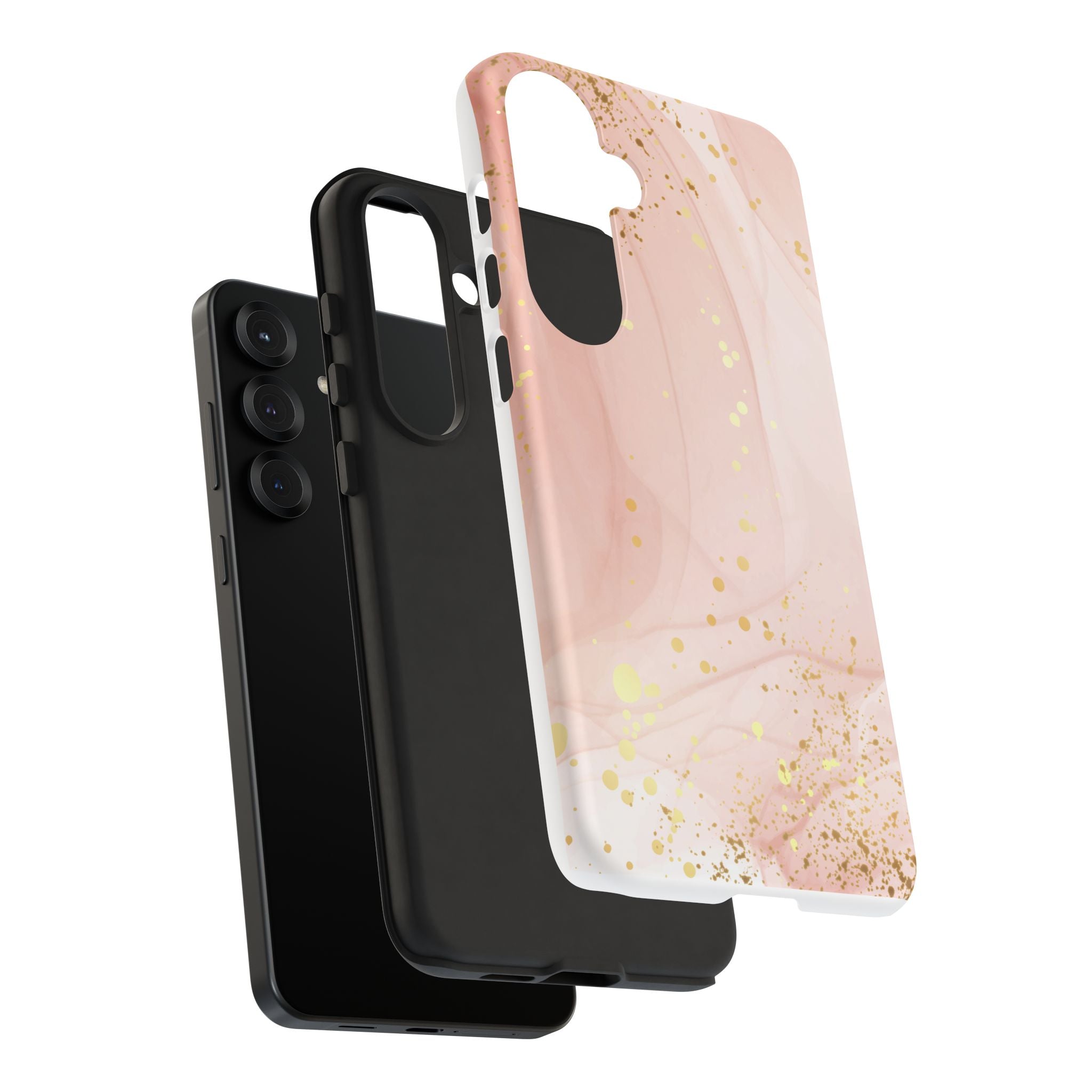 Rose Gold Marble Tough Case – Pink Marble Phone Case with Gold Glitter Accents