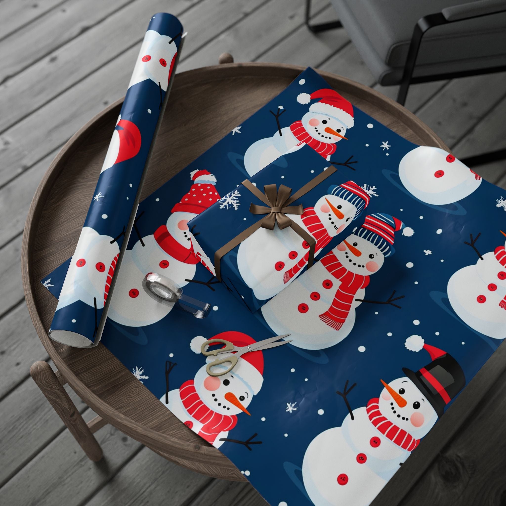 Snowman Pattern Wrapping Paper — Festive Christmas Gift Wrap