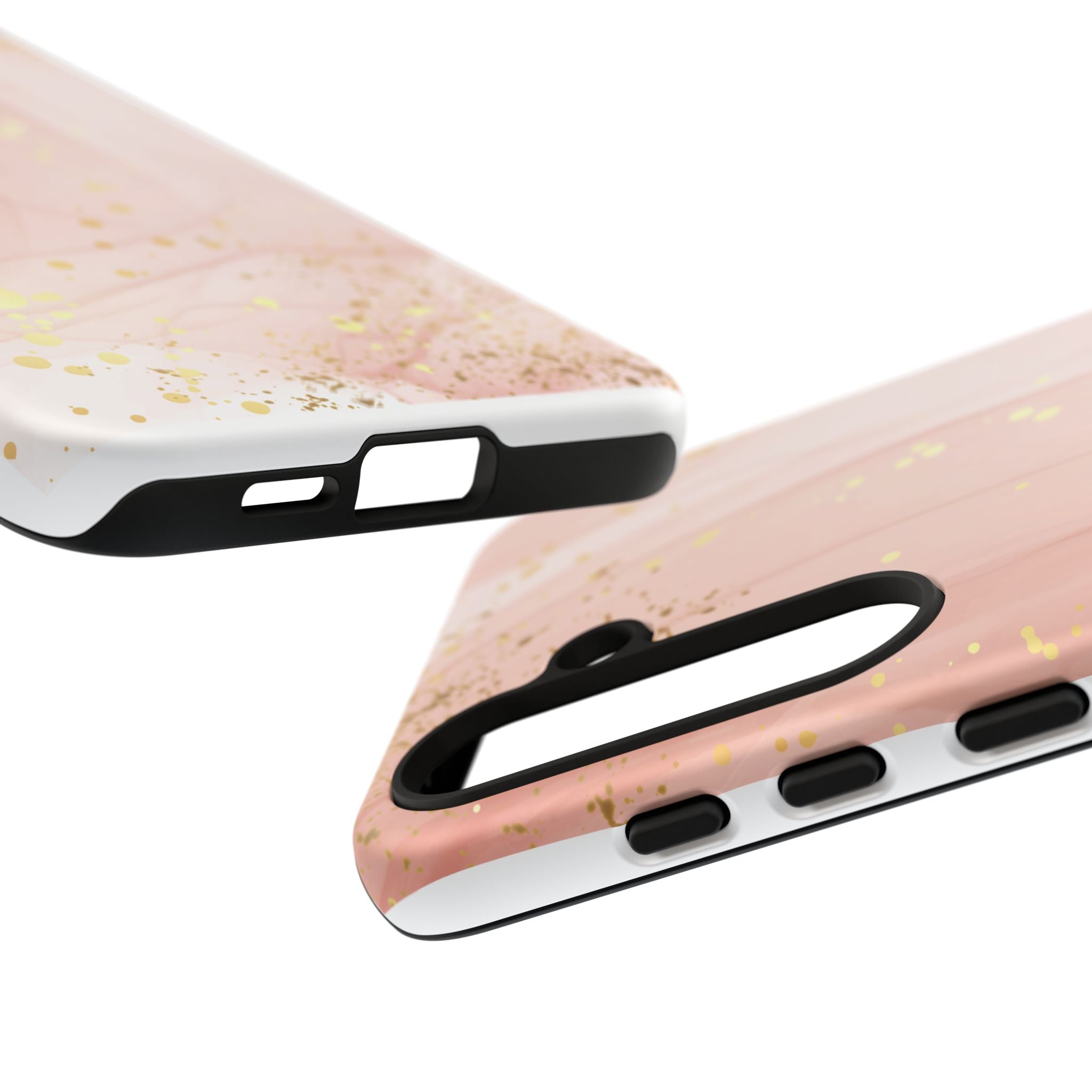 Rose Gold Marble Tough Case – Pink Marble Phone Case with Gold Glitter Accents