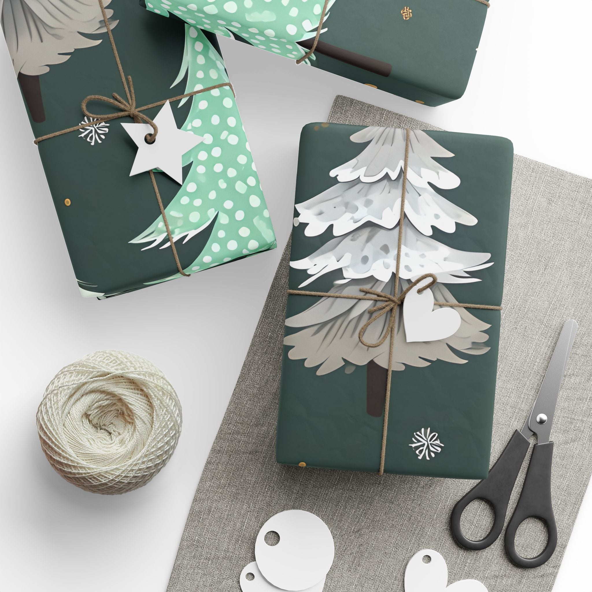 Holiday Pine Tree Wrapping Paper — Dark Green Christmas Gift Wrap