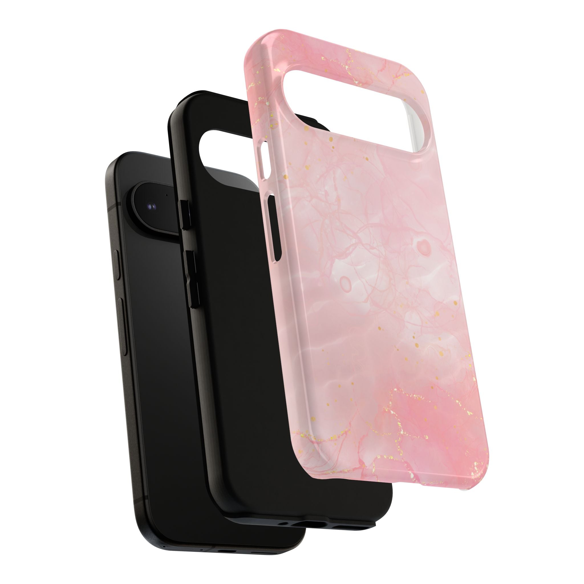 Pink Marble Tough Phone Case — Protective iPhone Cover with Gold Vein Design