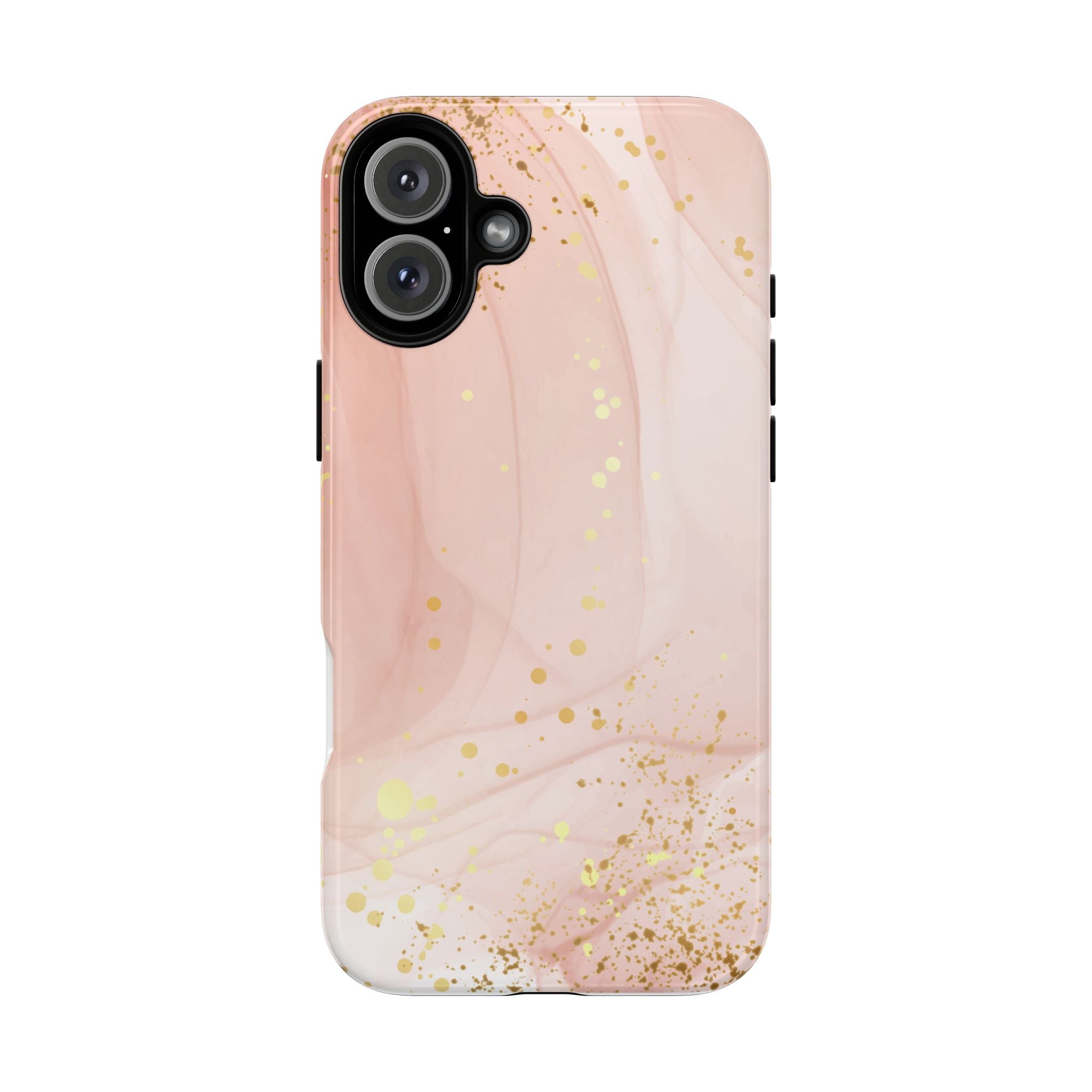 Rose Gold Marble Tough Case – Pink Marble Phone Case with Gold Glitter Accents
