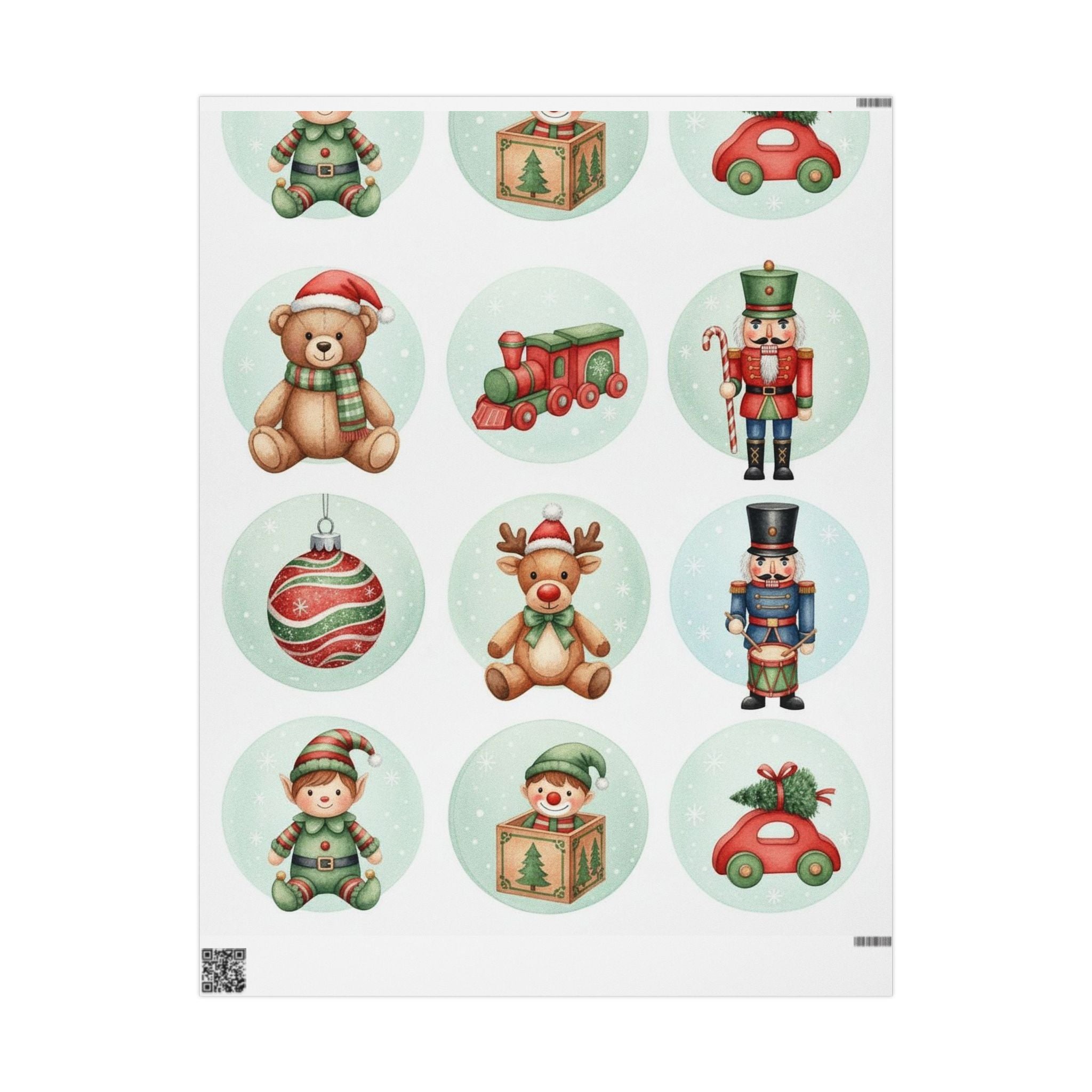 Christmas Wrapping Paper Roll — Vintage Santa & Toys Holiday Gift Wrap