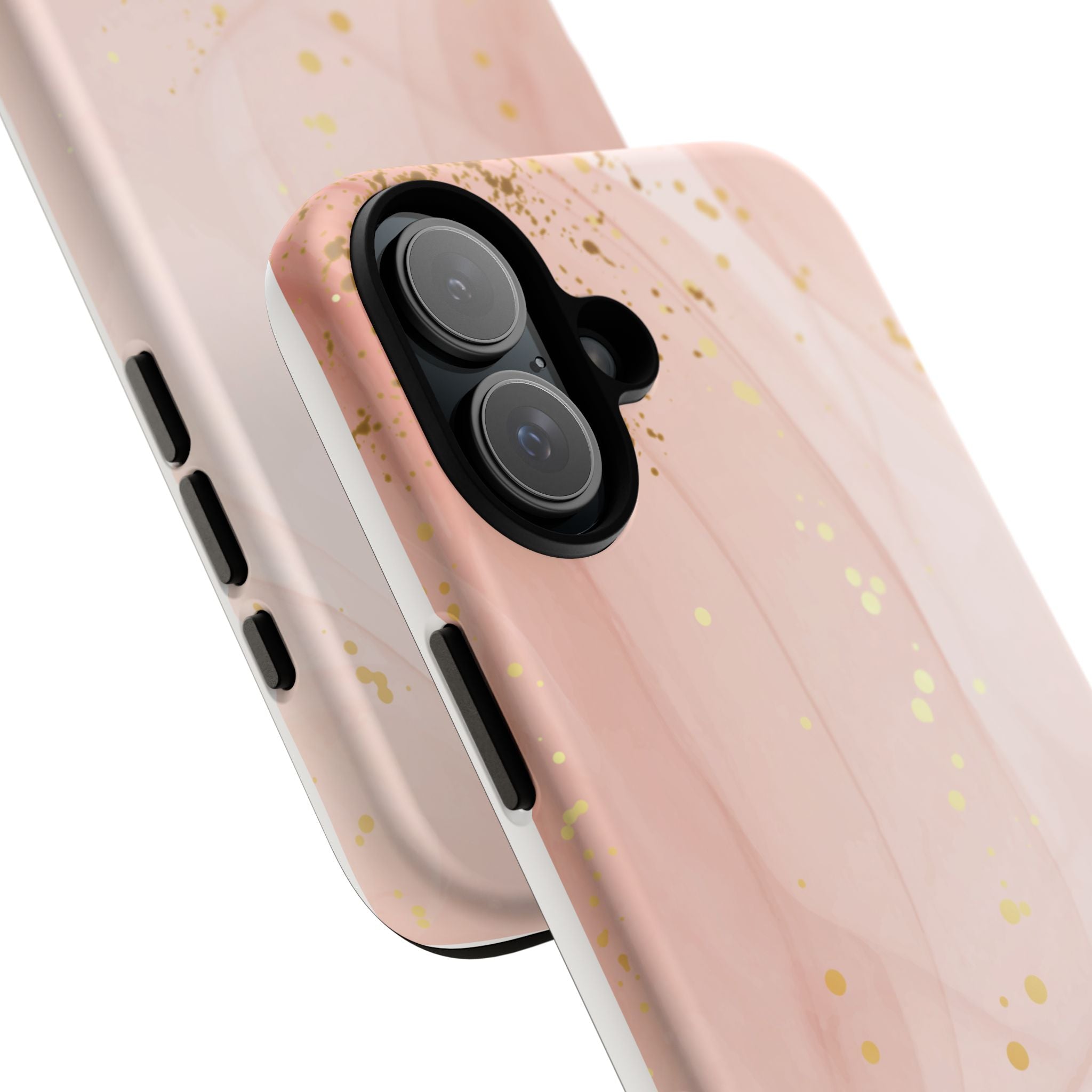 Rose Gold Marble Tough Case – Pink Marble Phone Case with Gold Glitter Accents