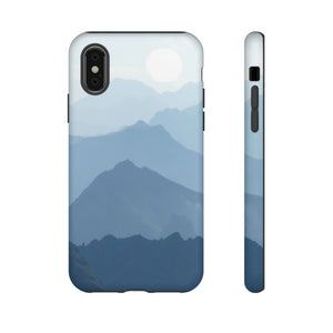 Mountain Sunrise Tough Phone Case — Blue Layered Peaks Protective Cover