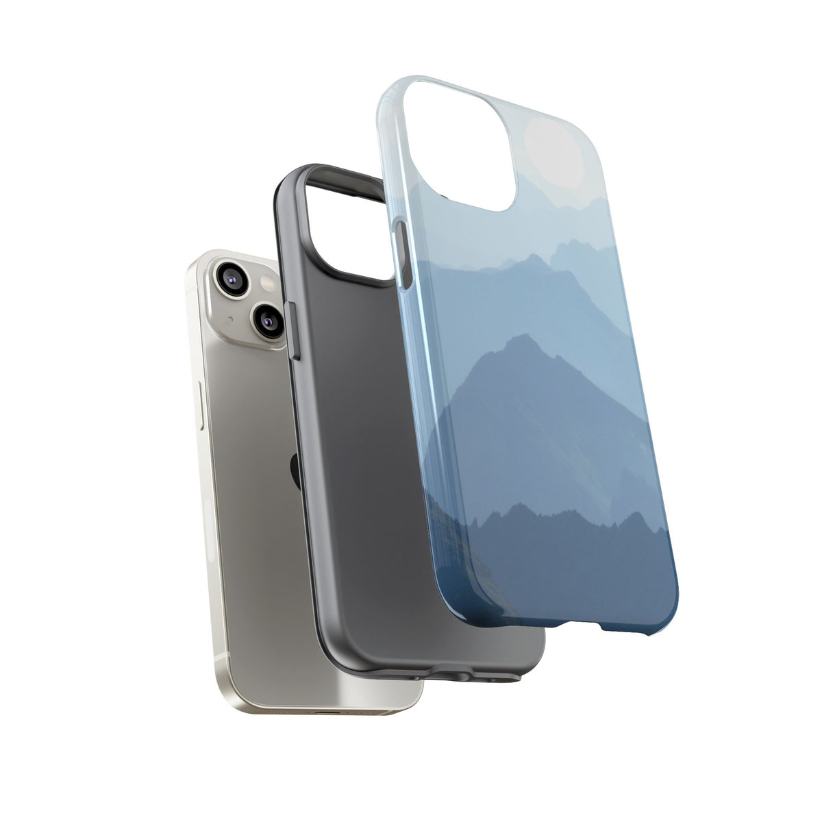 Mountain Sunrise Tough Phone Case — Blue Layered Peaks Protective Cover