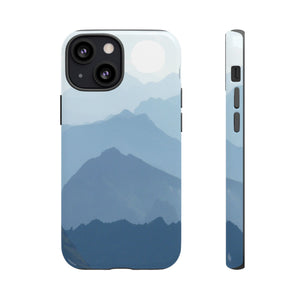 Mountain Sunrise Tough Phone Case — Blue Layered Peaks Protective Cover