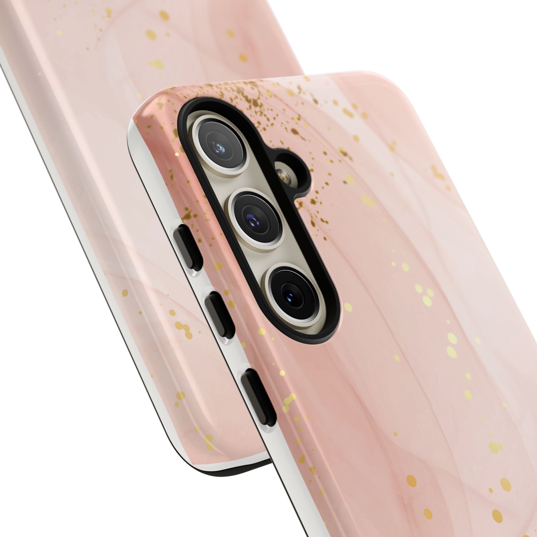 Rose Gold Marble Tough Case – Pink Marble Phone Case with Gold Glitter Accents