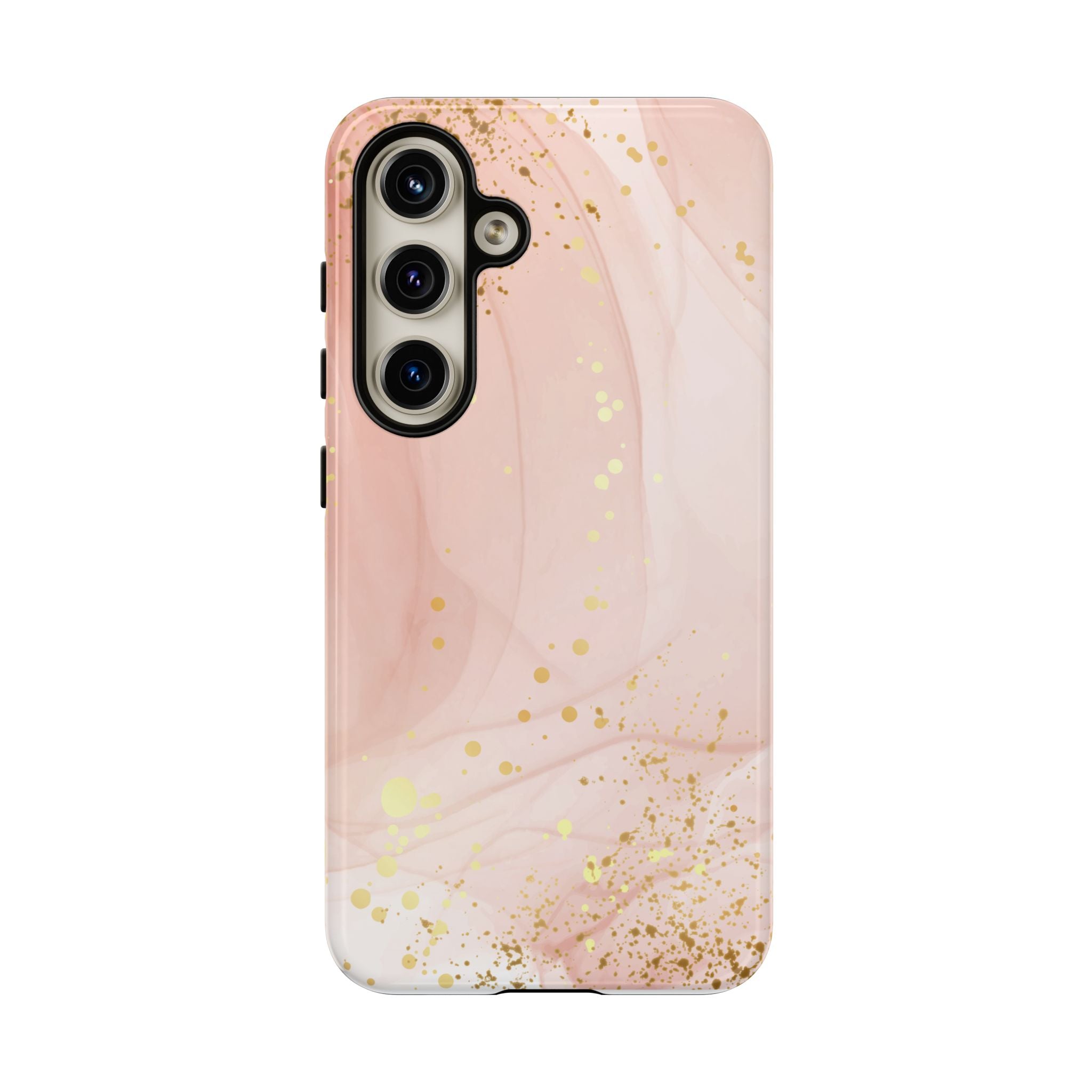 Rose Gold Marble Tough Case – Pink Marble Phone Case with Gold Glitter Accents