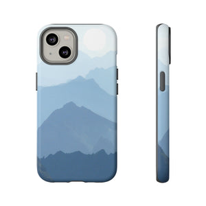 Mountain Sunrise Tough Phone Case — Blue Layered Peaks Protective Cover