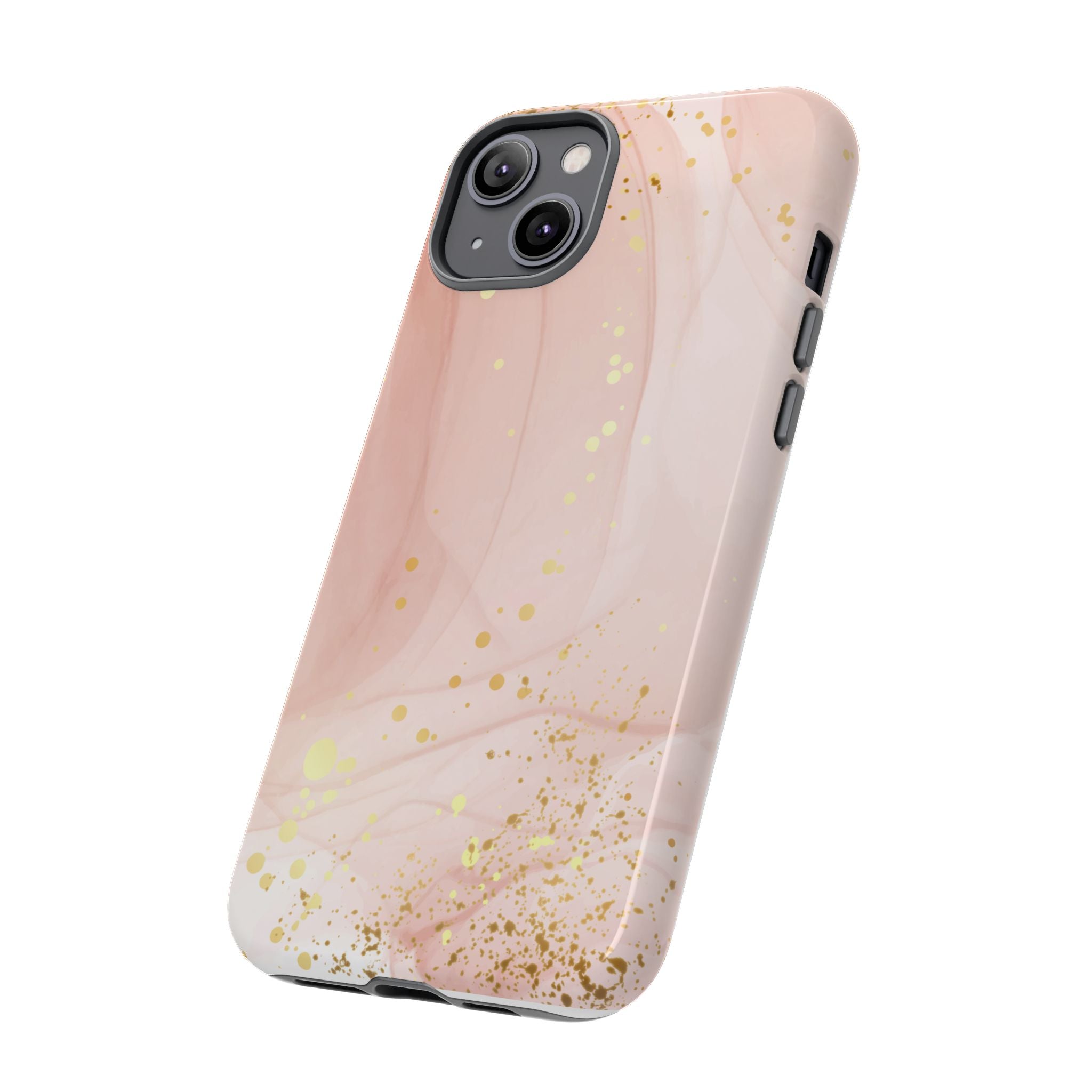 Rose Gold Marble Tough Case – Pink Marble Phone Case with Gold Glitter Accents