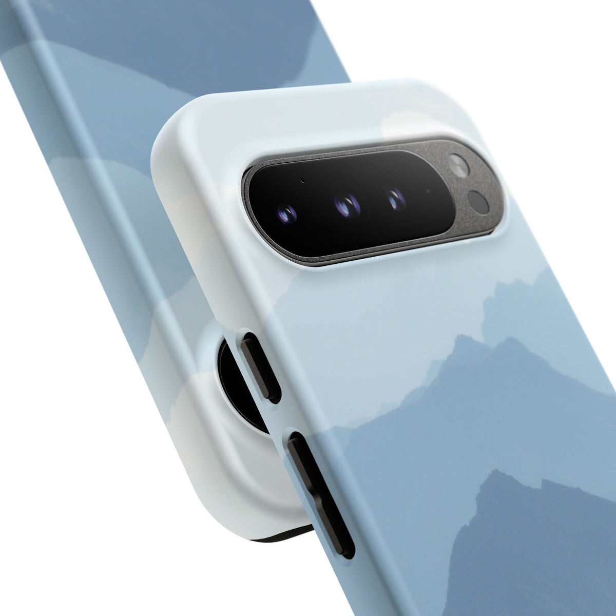 Mountain Sunrise Tough Phone Case — Blue Layered Peaks Protective Cover