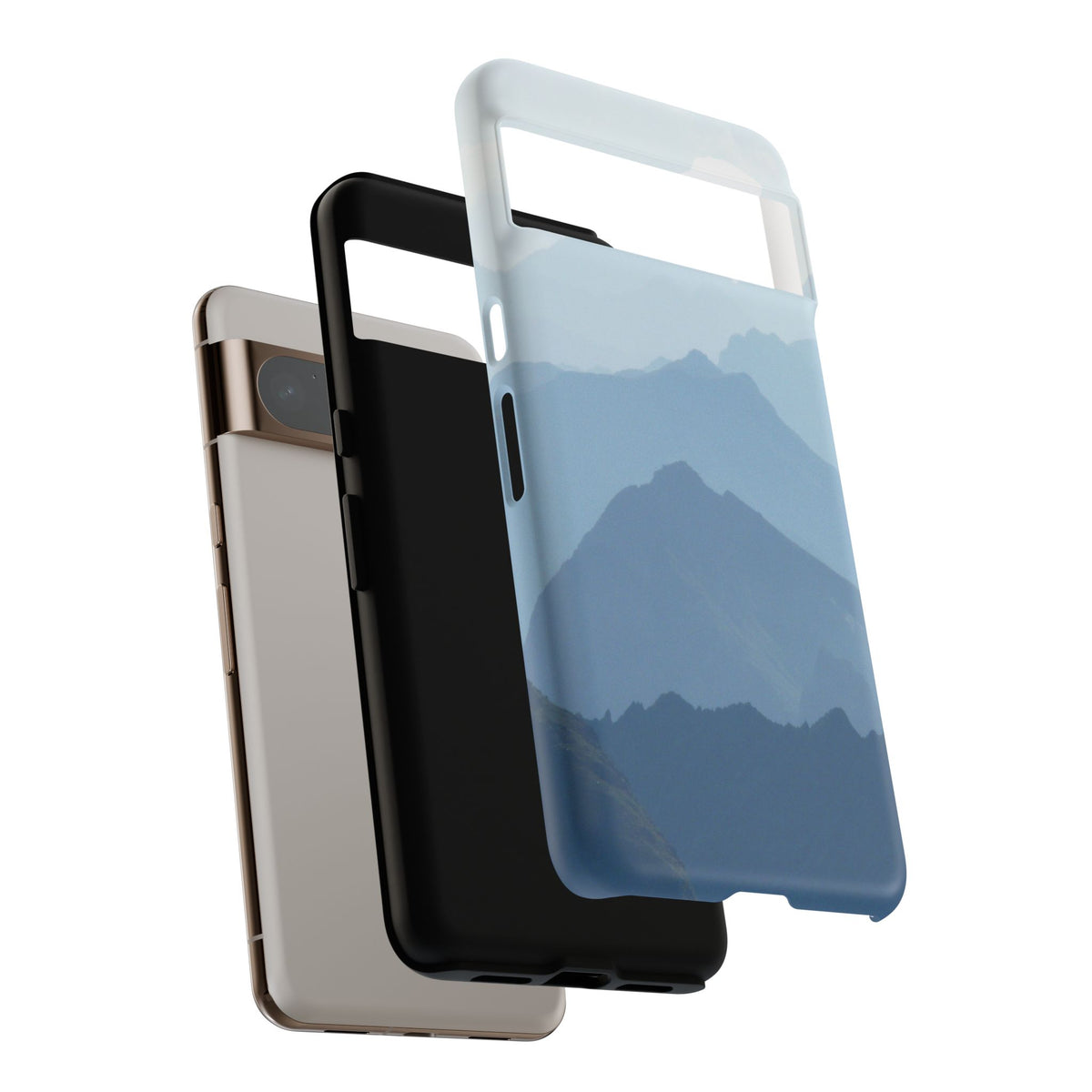 Mountain Sunrise Tough Phone Case — Blue Layered Peaks Protective Cover