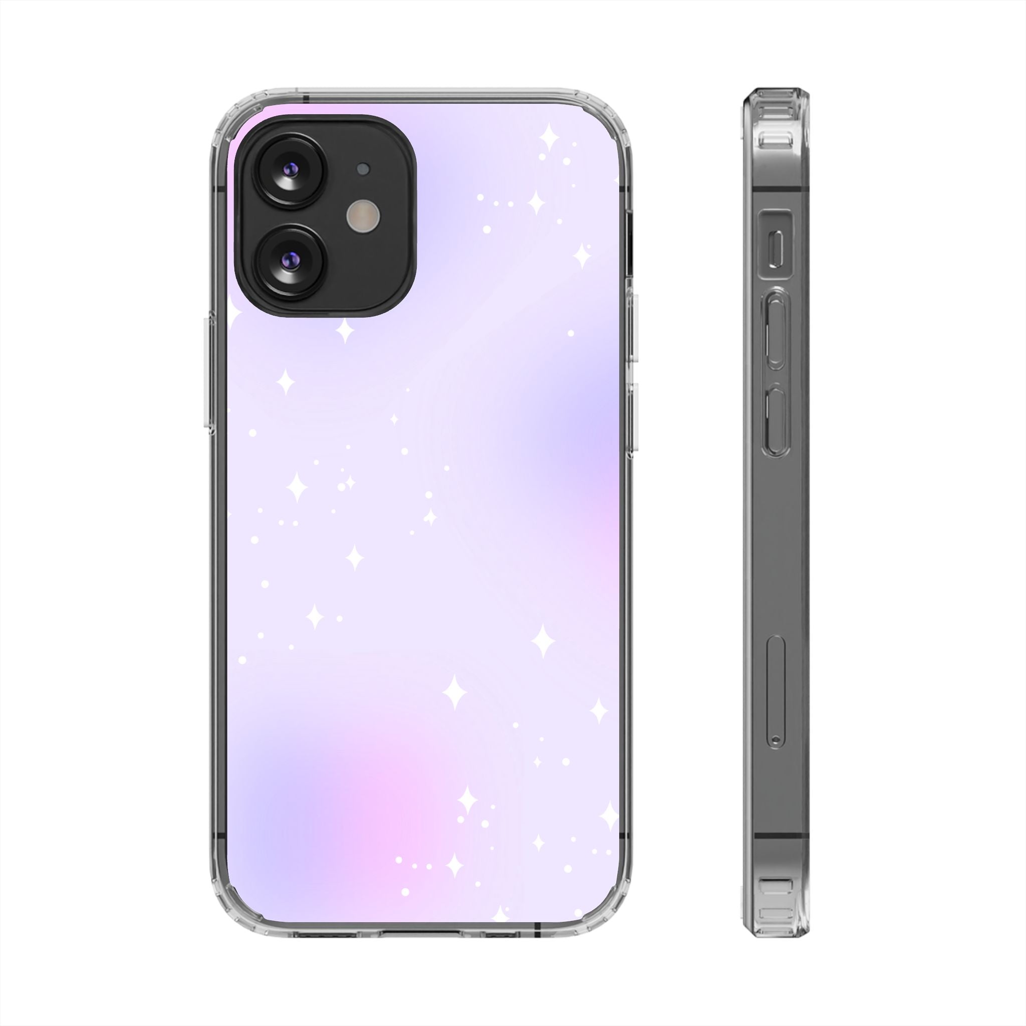 Clear Magnetic Phone Case — Pastel Purple Galaxy with Sparkle