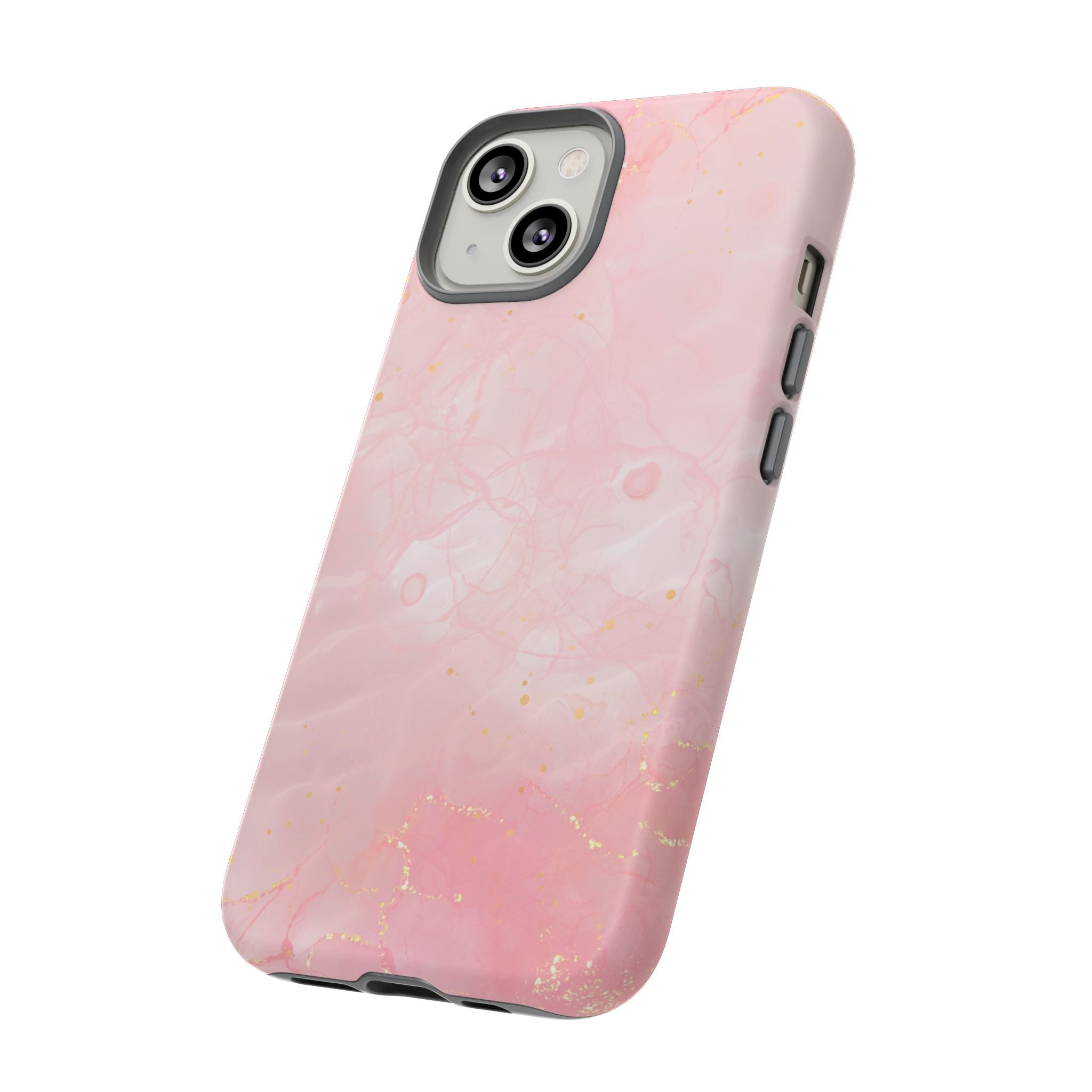 Pink Marble Tough Phone Case — Protective iPhone Cover with Gold Vein Design