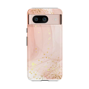 Rose Gold Marble Tough Case – Pink Marble Phone Case with Gold Glitter Accents