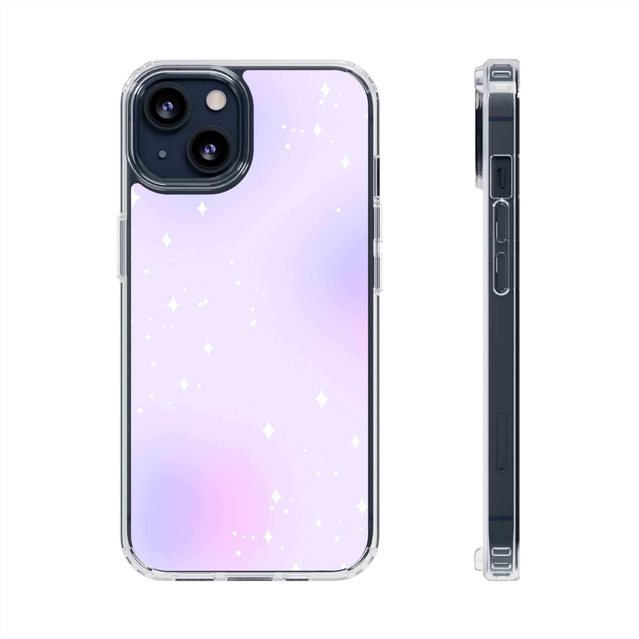 Clear Magnetic Phone Case — Pastel Purple Galaxy with Sparkle