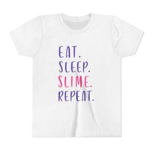 Youth Tee — "Eat. Sleep. Slime. Repeat." Kids Graphic Shirt