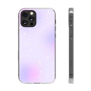 Clear Magnetic Phone Case — Pastel Purple Galaxy with Sparkle