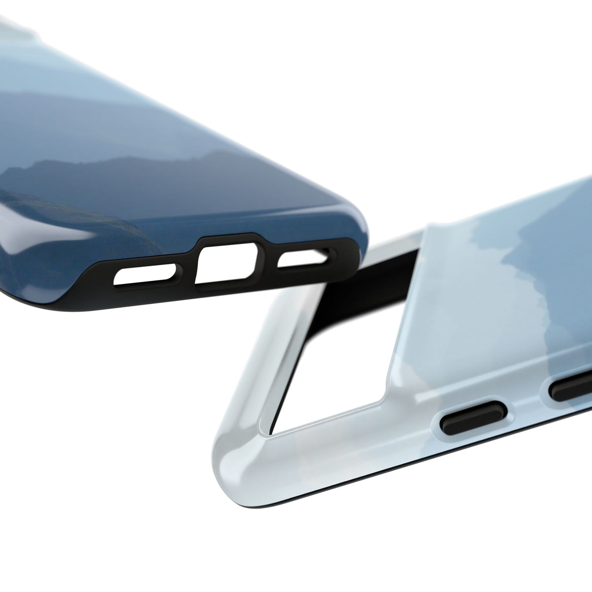 Mountain Sunrise Tough Phone Case — Blue Layered Peaks Protective Cover