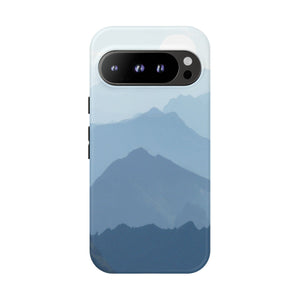 Mountain Sunrise Tough Phone Case — Blue Layered Peaks Protective Cover