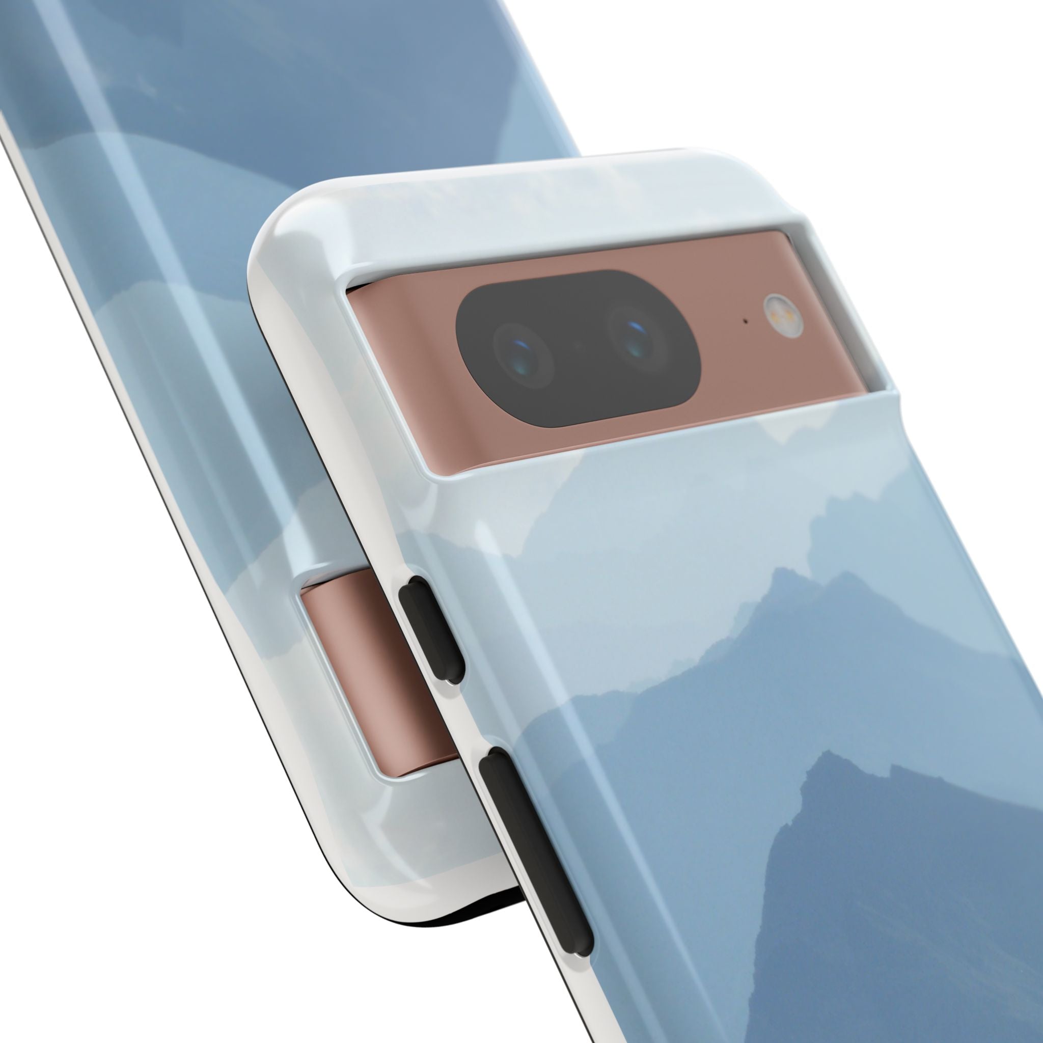 Mountain Sunrise Tough Phone Case — Blue Layered Peaks Protective Cover