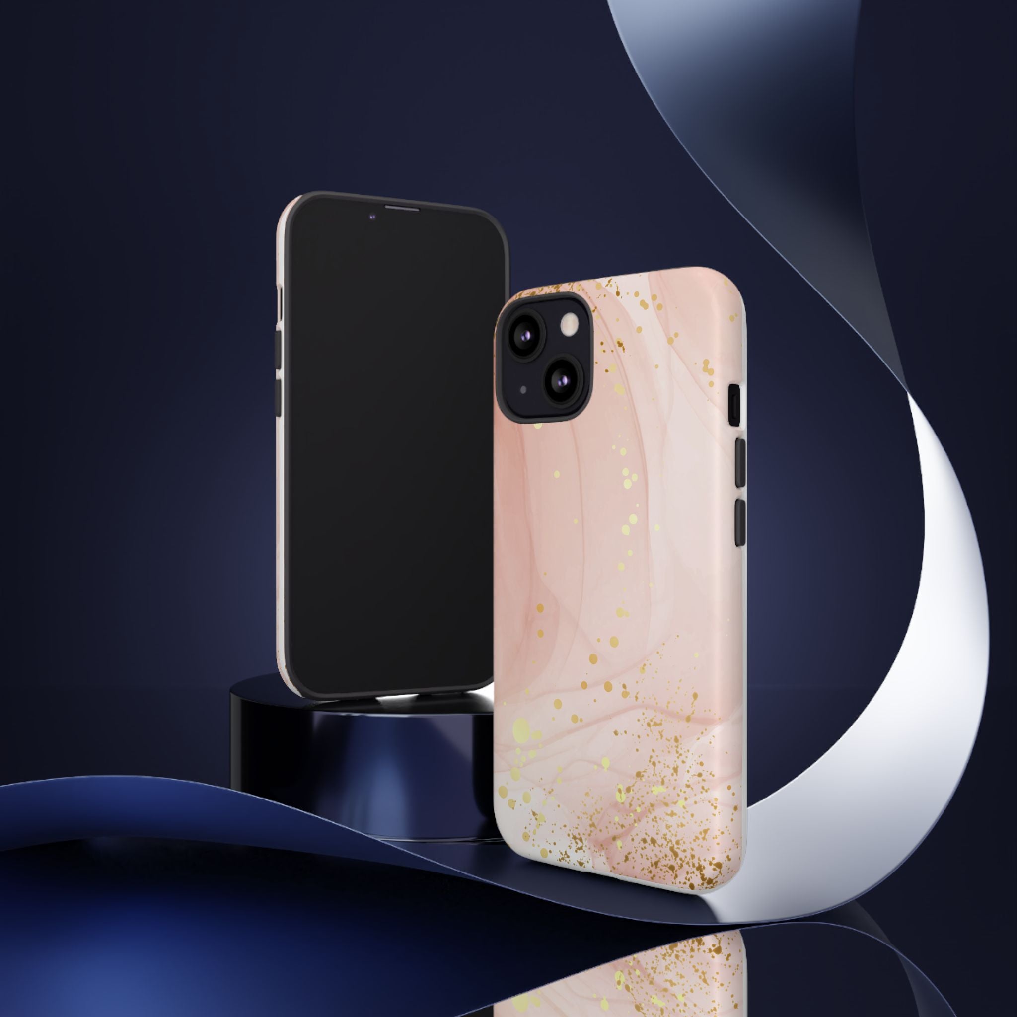 Rose Gold Marble Tough Case – Pink Marble Phone Case with Gold Glitter Accents