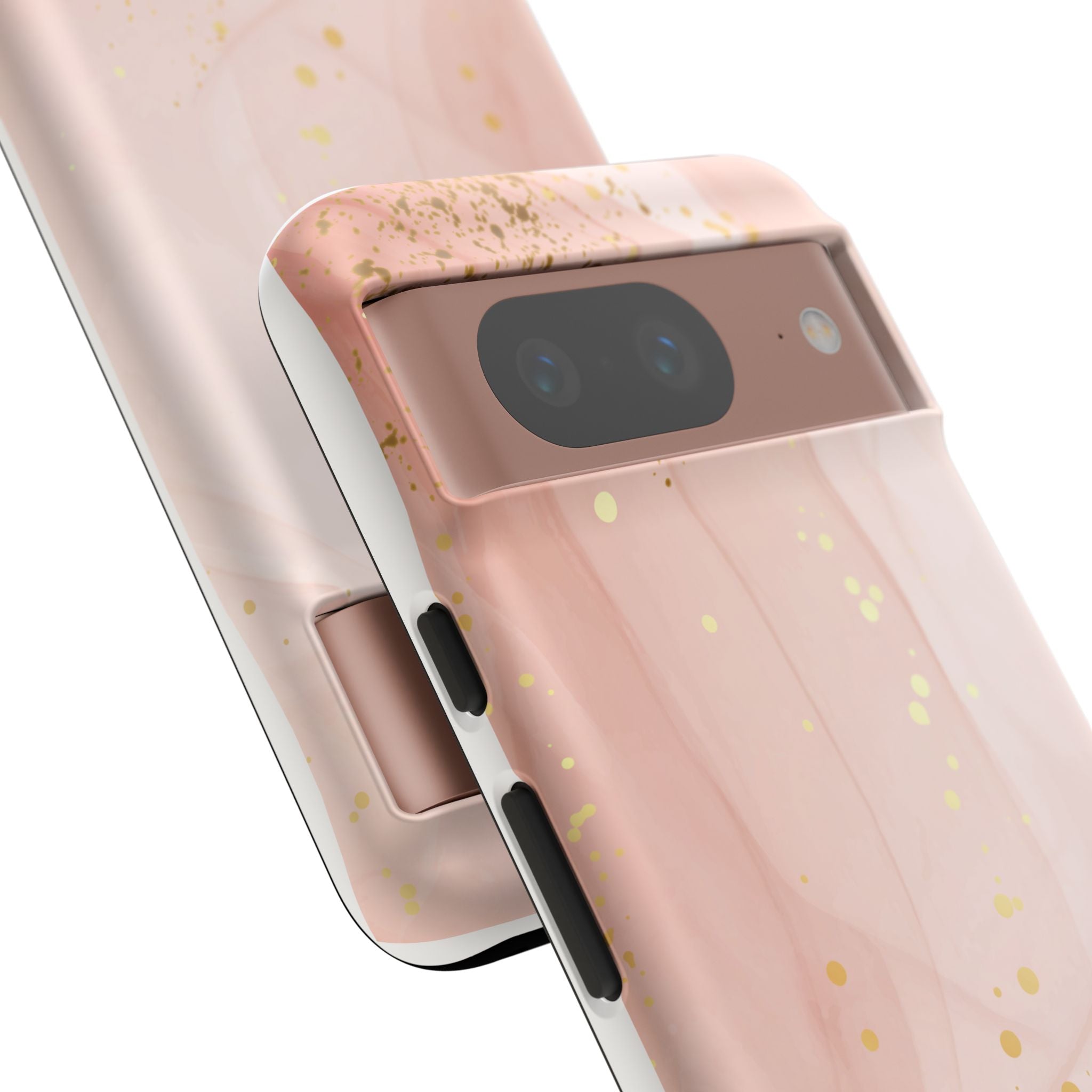 Rose Gold Marble Tough Case – Pink Marble Phone Case with Gold Glitter Accents