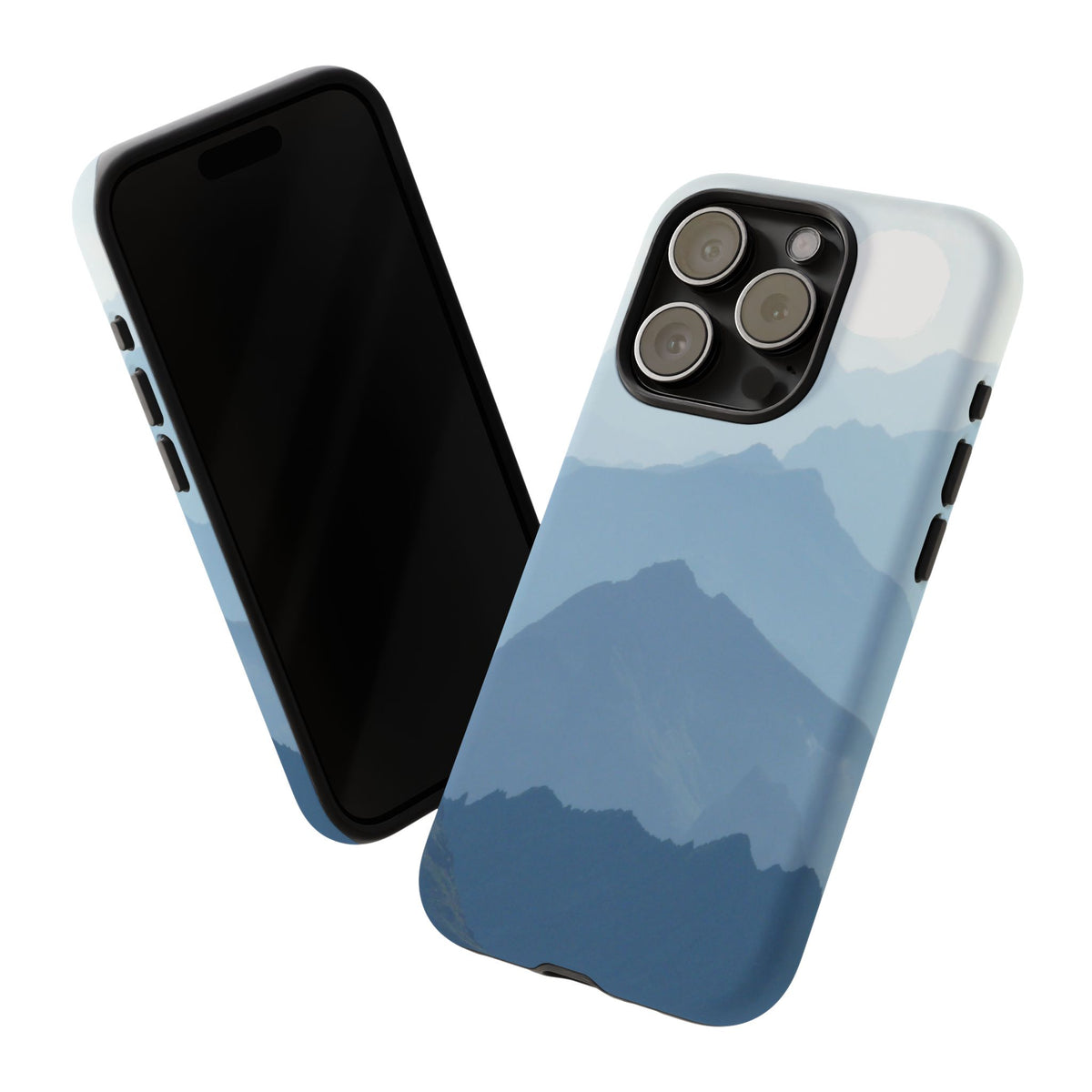 Mountain Sunrise Tough Phone Case — Blue Layered Peaks Protective Cover