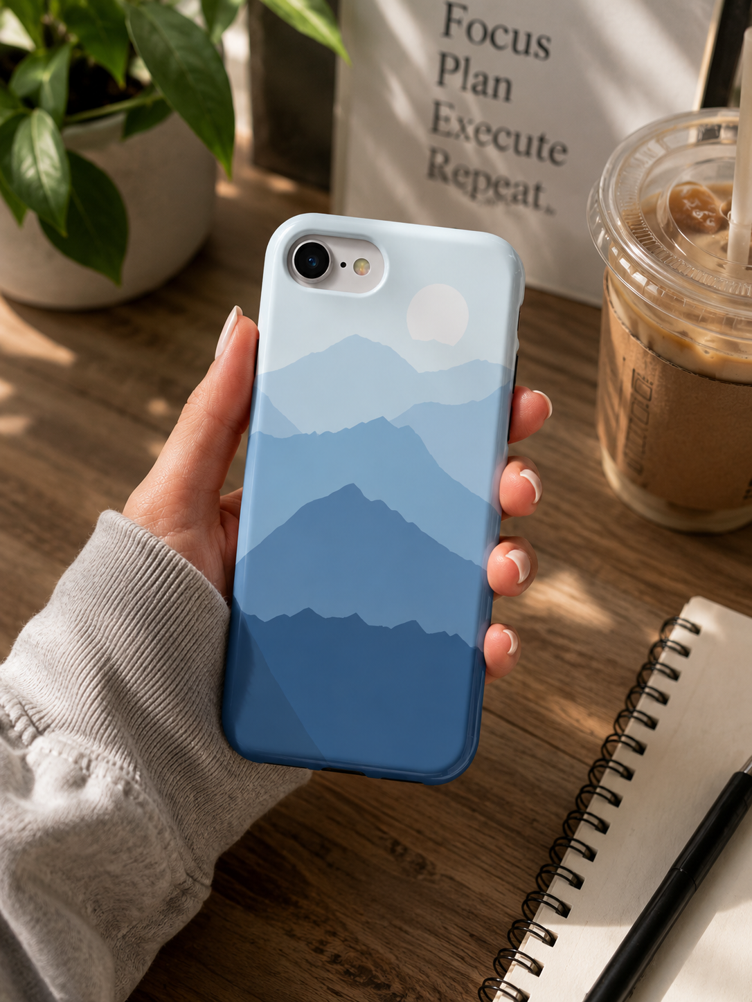 Mountain Sunrise Tough Phone Case — Blue Layered Peaks Protective Cover