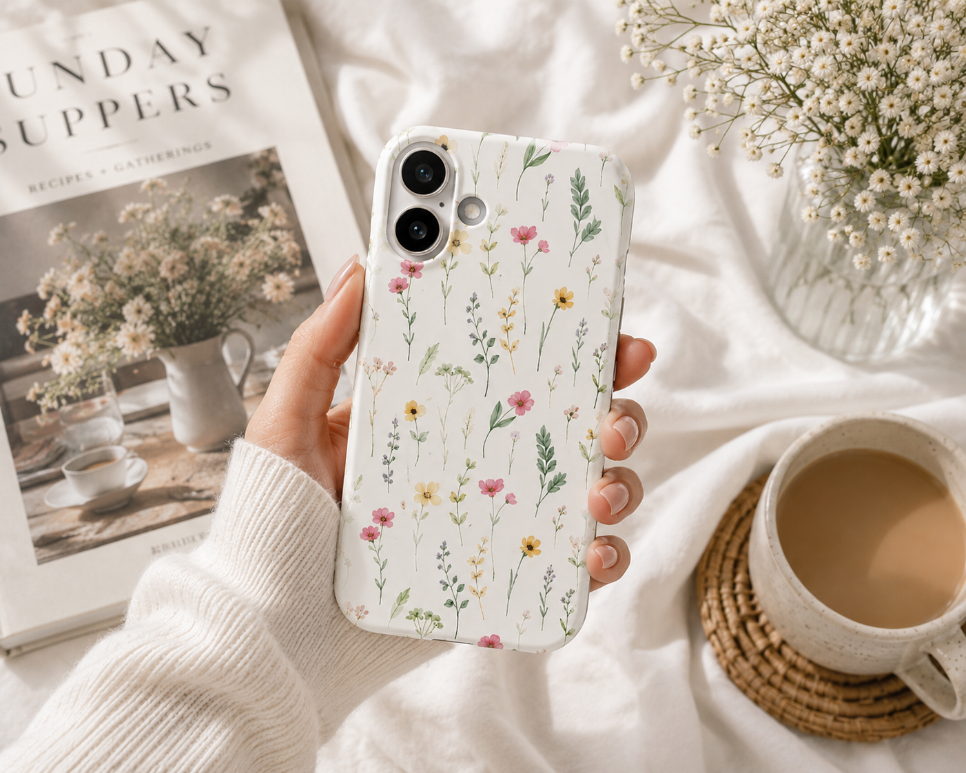 Floral Meadow Snap Case — Delicate Wildflower Phone Cover