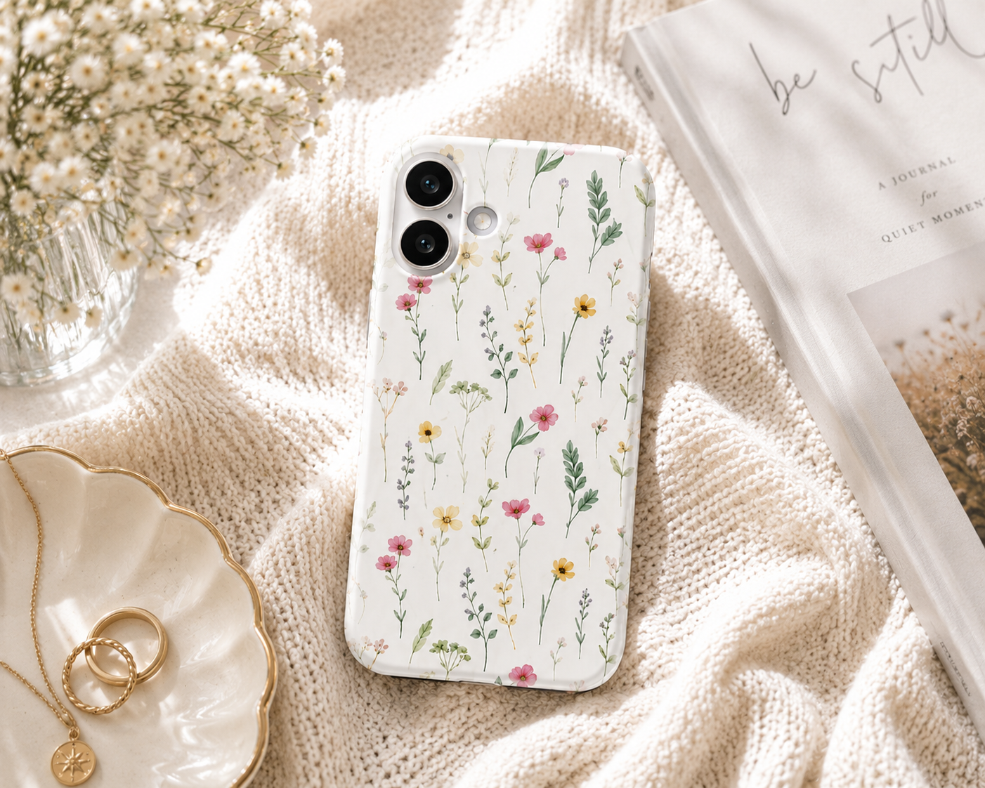 Floral Meadow Snap Case — Delicate Wildflower Phone Cover