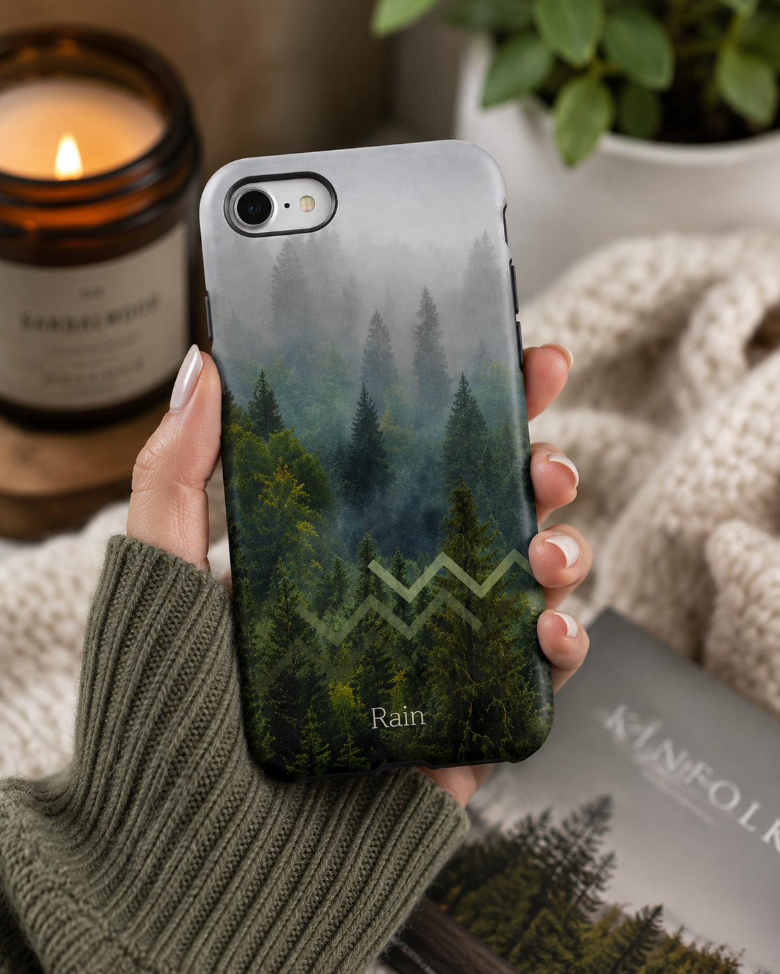 Forest Mist Phone Case — Rainy Mountain Landscape Protective Cover