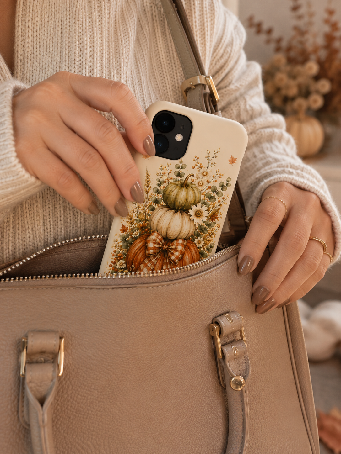 Autumn Pumpkin Bouquet Phone Case — Fall Floral Harvest Design