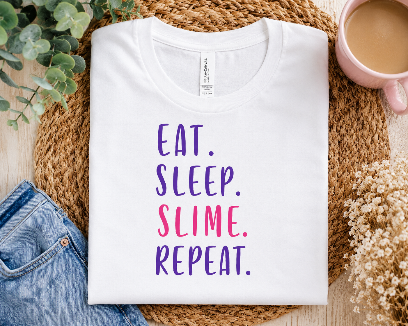 Youth Tee — "Eat. Sleep. Slime. Repeat." Kids Graphic Shirt