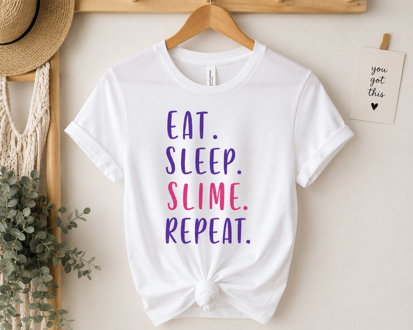 Youth Tee — "Eat. Sleep. Slime. Repeat." Kids Graphic Shirt
