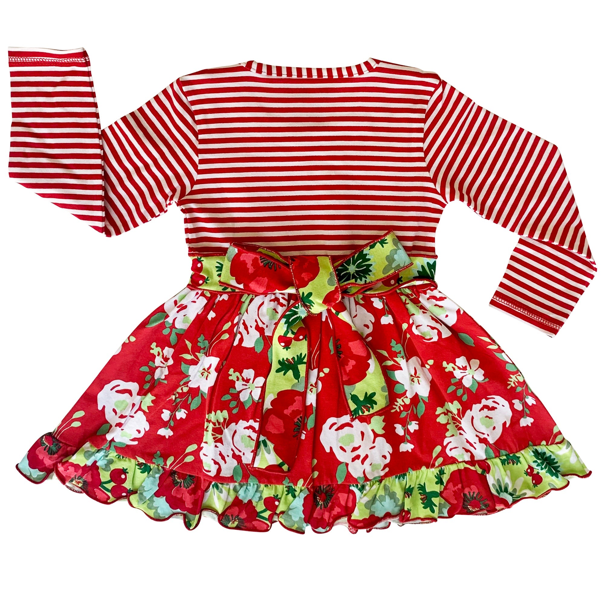 AnnLorenGirls Boutique Red Christmas Floral Holiday Dress Legging Set