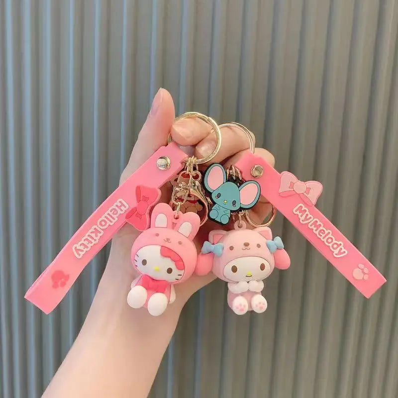 Kawaii Sanrio Kuromi Hello Kitty Cinnamoroll Keychain Cute Cartoon Car