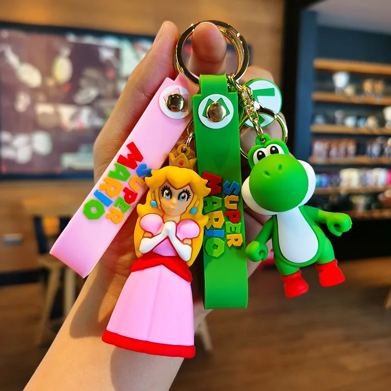 10 Styles Super Mario Keychain Mario Bros Luigi Toad Yoshi Bowser
