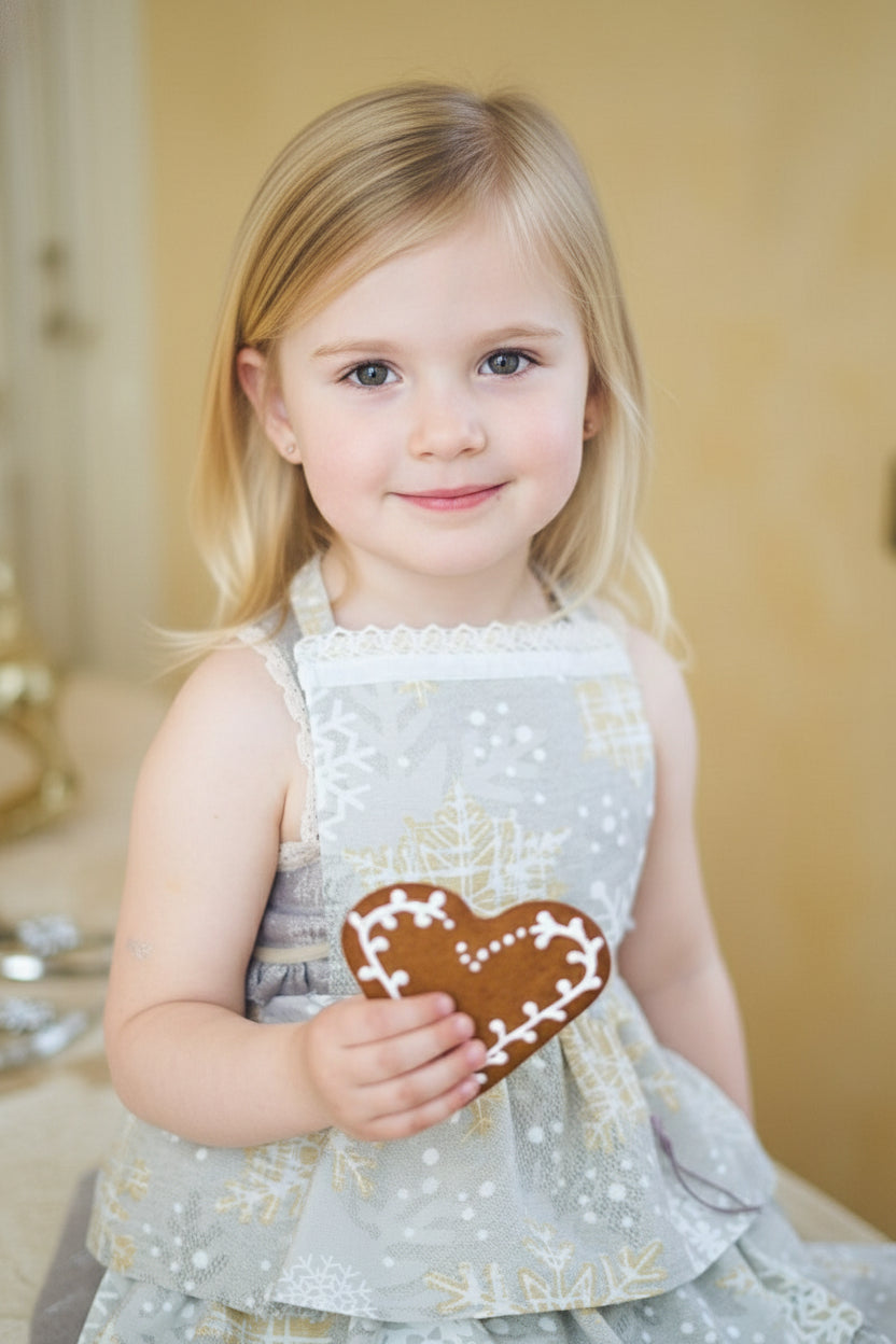 Winter motive kids apron with snowflake print, Cottom-Poly mix | TeaLu