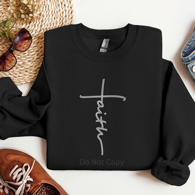 Faith Rhinestone Transfer ONLY - This Is NOT a T Shirt