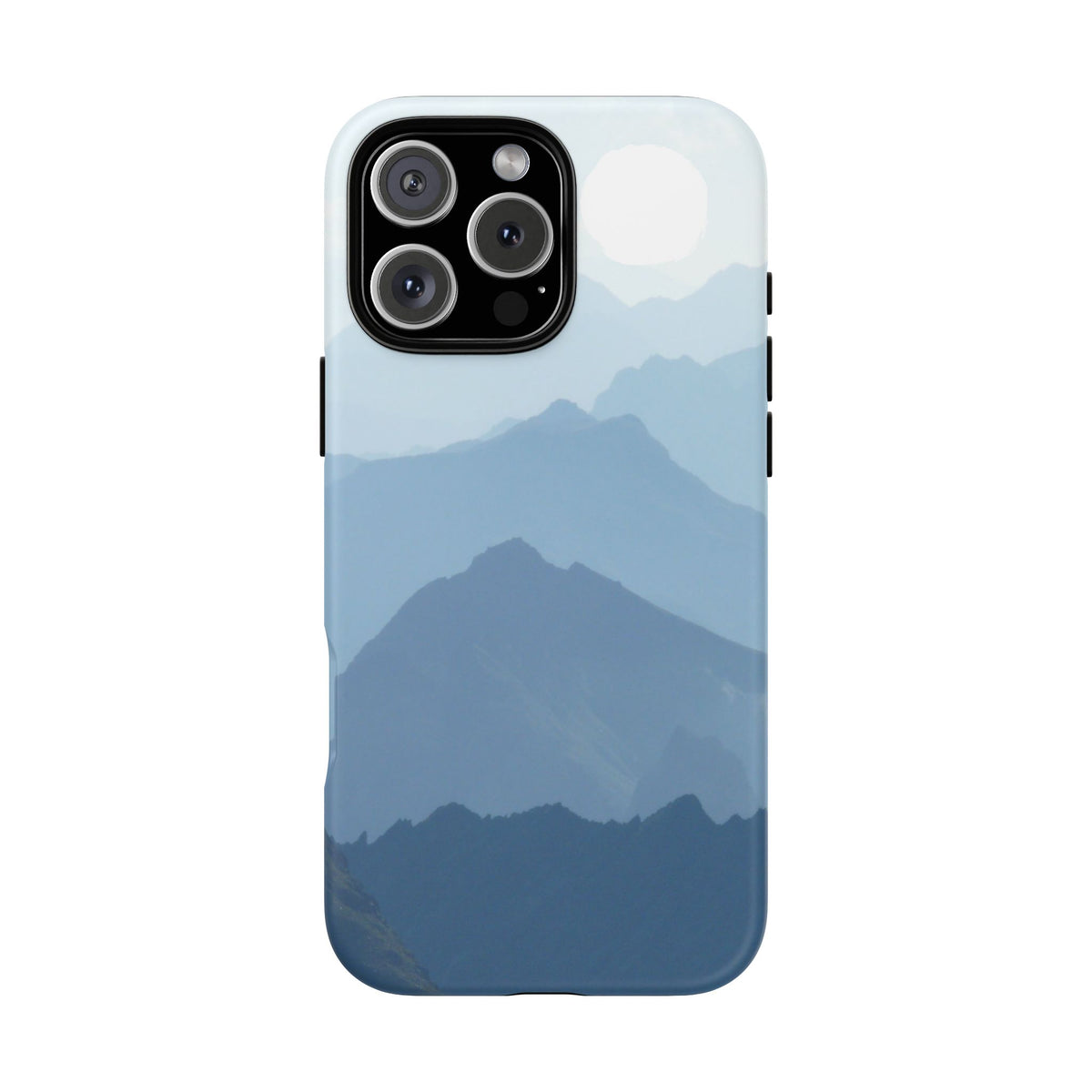 Mountain Sunrise Tough Phone Case — Blue Layered Peaks Protective Cover