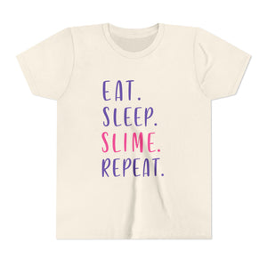 Youth Tee — "Eat. Sleep. Slime. Repeat." Kids Graphic Shirt