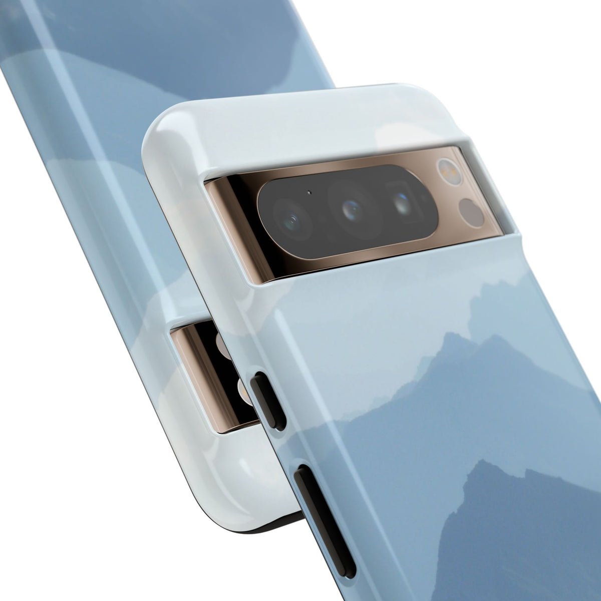 Mountain Sunrise Tough Phone Case — Blue Layered Peaks Protective Cover