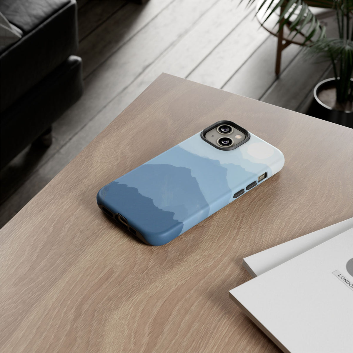 Mountain Sunrise Tough Phone Case — Blue Layered Peaks Protective Cover