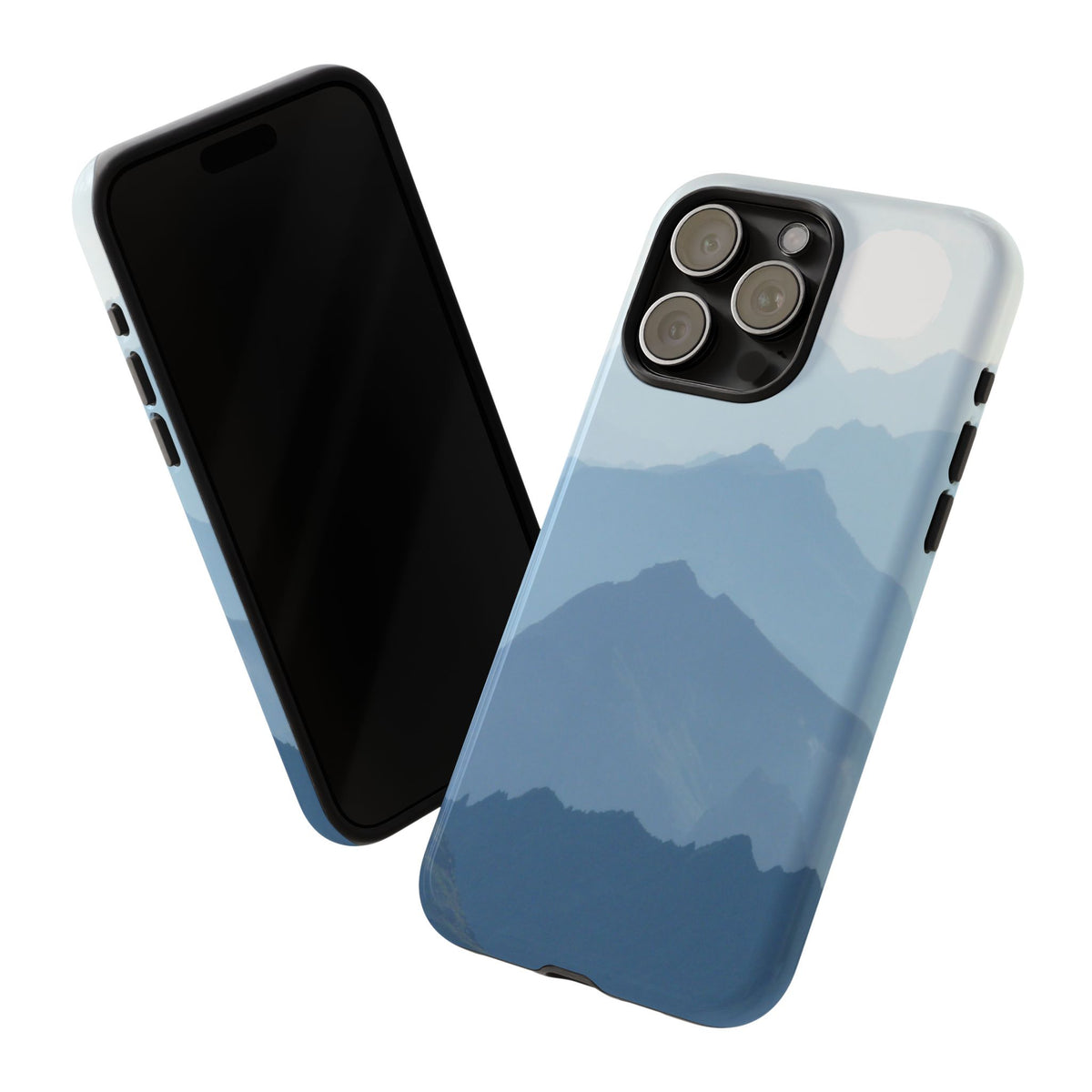 Mountain Sunrise Tough Phone Case — Blue Layered Peaks Protective Cover