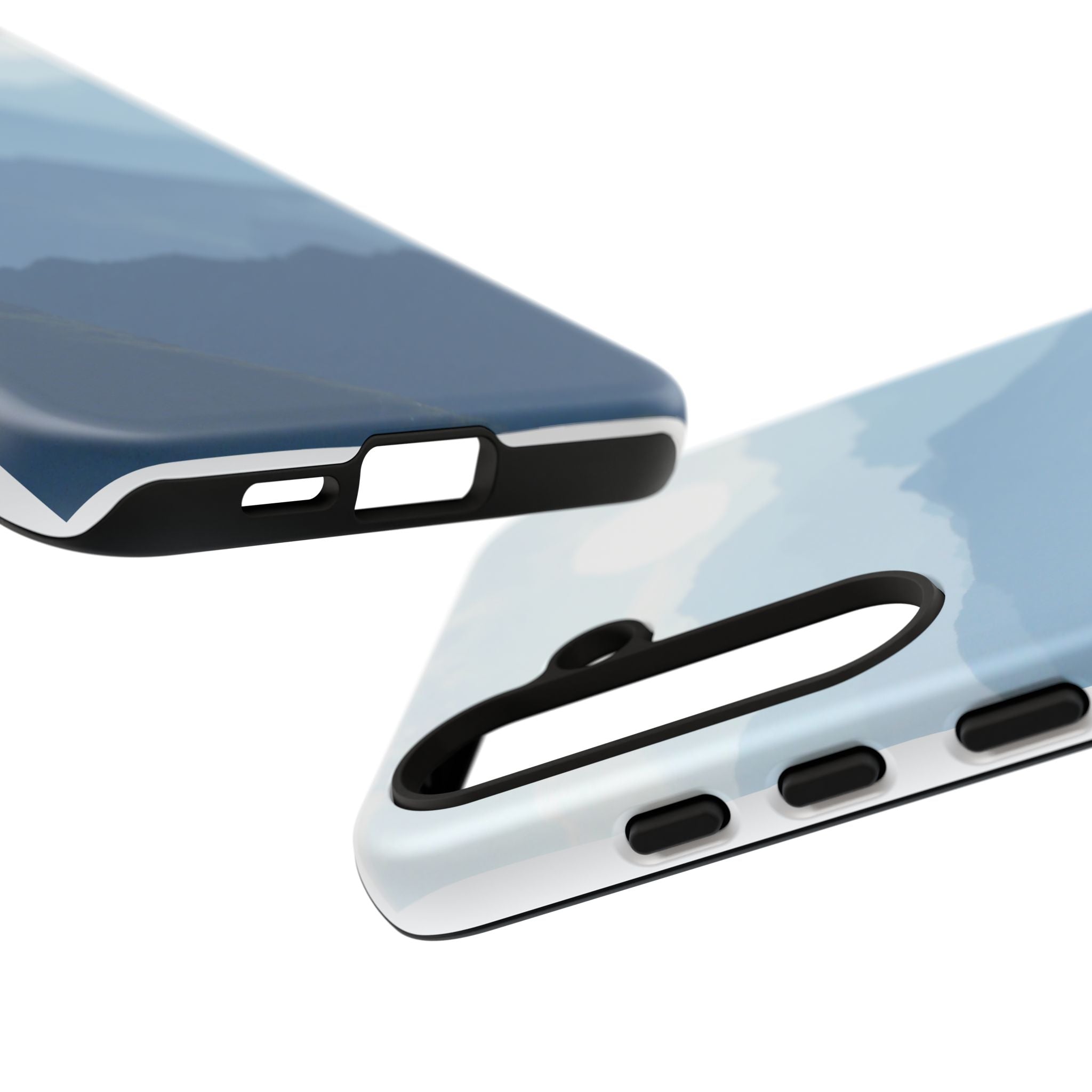 Mountain Sunrise Tough Phone Case — Blue Layered Peaks Protective Cover