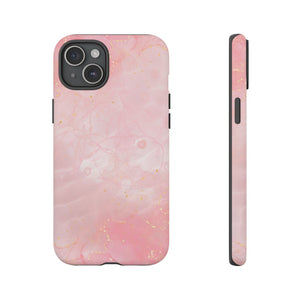 Pink Marble Tough Phone Case — Protective iPhone Cover with Gold Vein Design