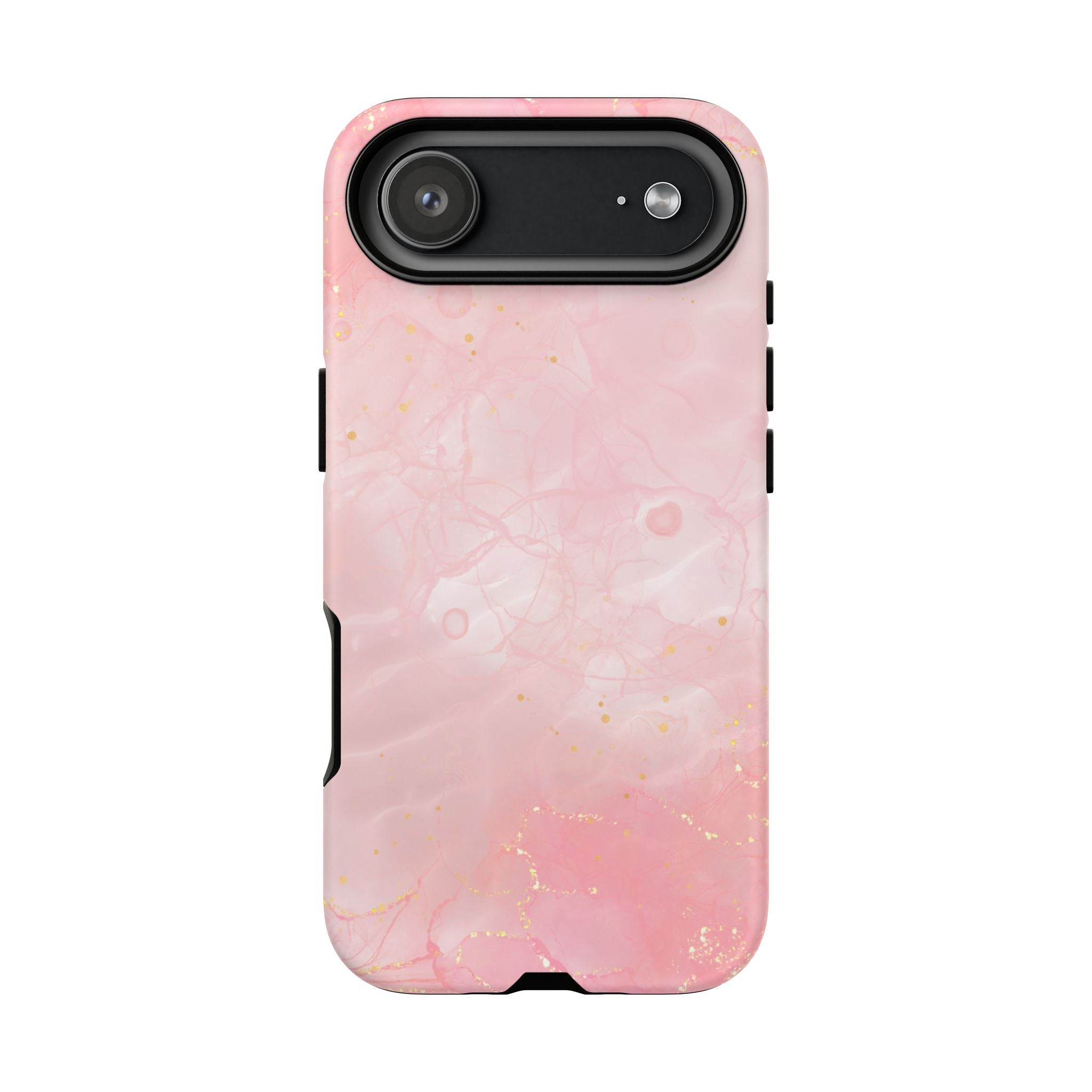 Pink Marble Tough Phone Case — Protective iPhone Cover with Gold Vein Design