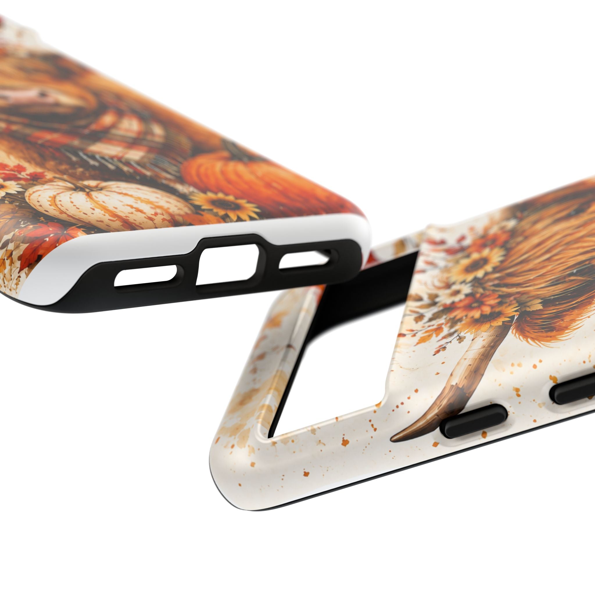 Autumn Highland Cow Phone Case — Fall Pumpkin & Sunflower Tough Case